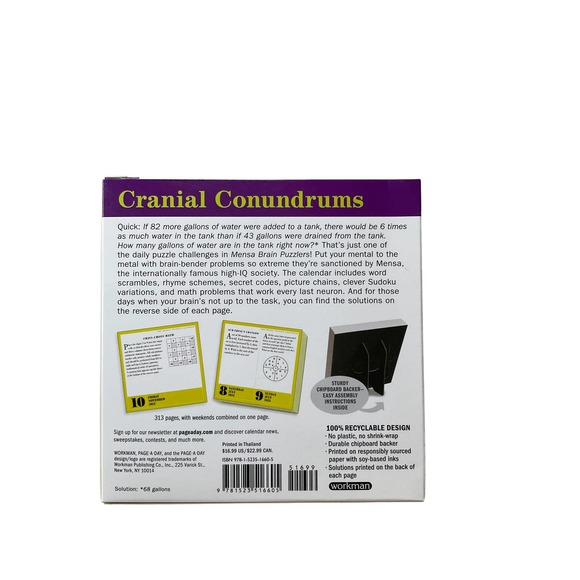 2023 Calendar 365 Brain Puzzlers Daily Mensa New in Box - Picture 2 of 2